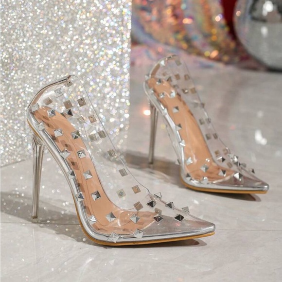 posh chronicles Shoes - New to Posh C 🔆| Euro Style Studded Cinderella Clear Pump Heels